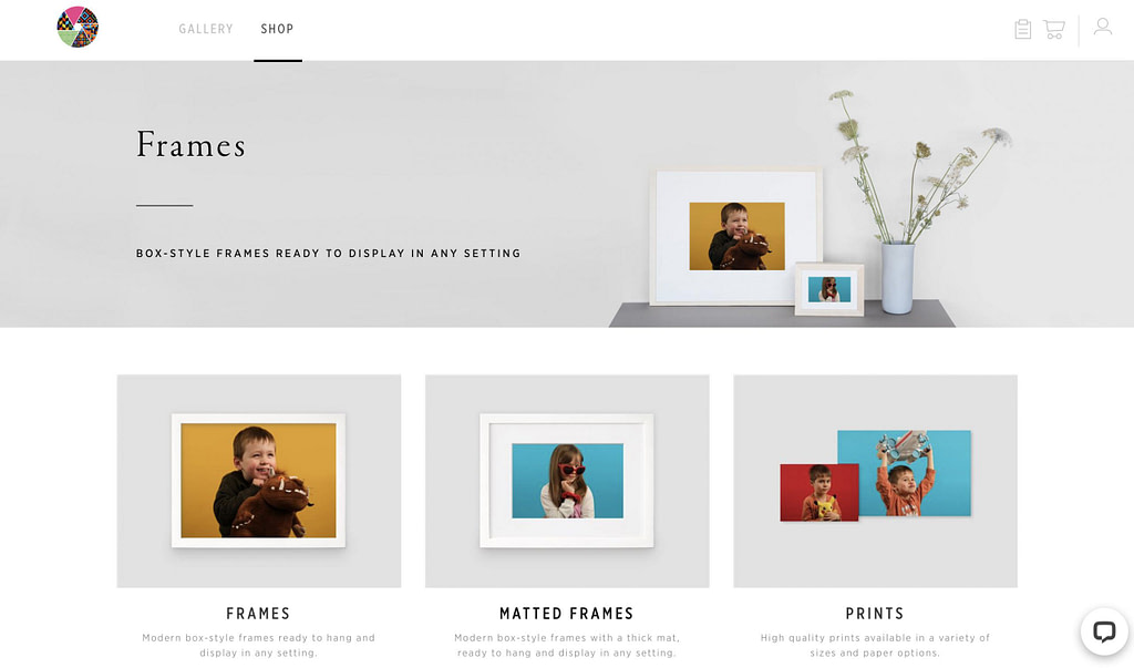 Portrait printshop. Frames filled with Kaleid Portraits